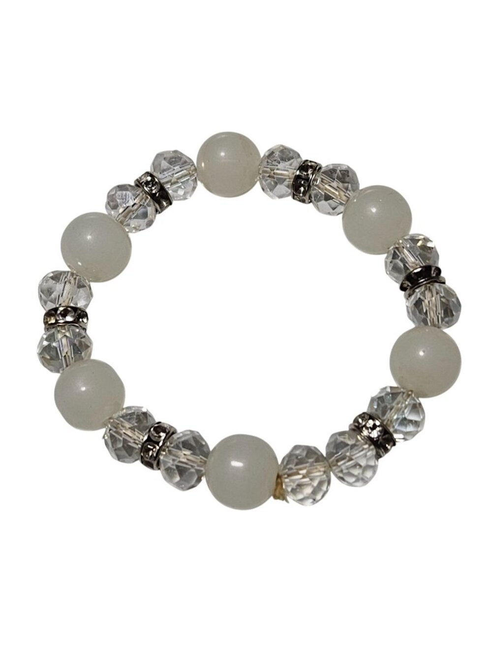Retro Beaded Stretch Bracelet Crystal White Beads Classic Minimalist Jewelry